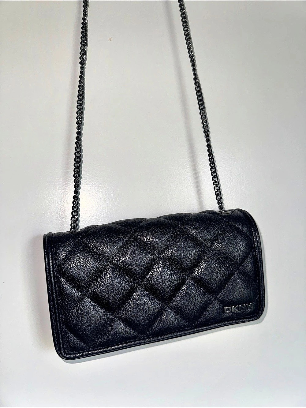 DKNY Quilted Chain Crossbody Bag in Black